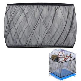 Chihutown Bird Cage Seed Catcher and Guard - Mesh Netting Skirt for Round and Square Cages (Black)