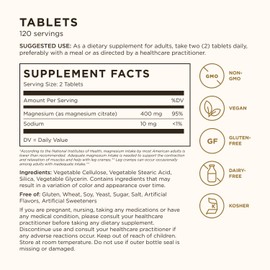 SOLGAR Solgar Magnesium Citrate Tablets - Supports the Nervous System - Energy Release - Reduces Tiredness and Fatigue - Vegan - Pack of 120 Tablets