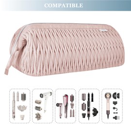 Dyson Airwrap Travel Case for Shark Hair Dryer Airstraight Flex Style Hair Attachment Tool Organizer Accessories Air Wrap Flat Curling Iron Carrying Case (Pink)