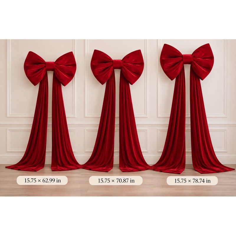 Oversized Velvet Christmas Bow with Long Tails, 15.75 x 70.8
