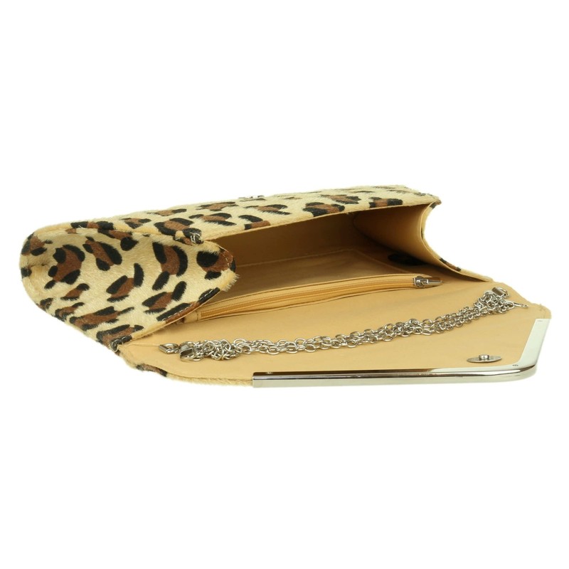 Girly Handbags Womens Frame Leopard Clutch Bag - Light Leopard