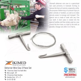 Zikimed Gigli Saw 3-Piece Set, 30" Twisted Wire Saw Roll, 2-Hook T-Handles, S.S