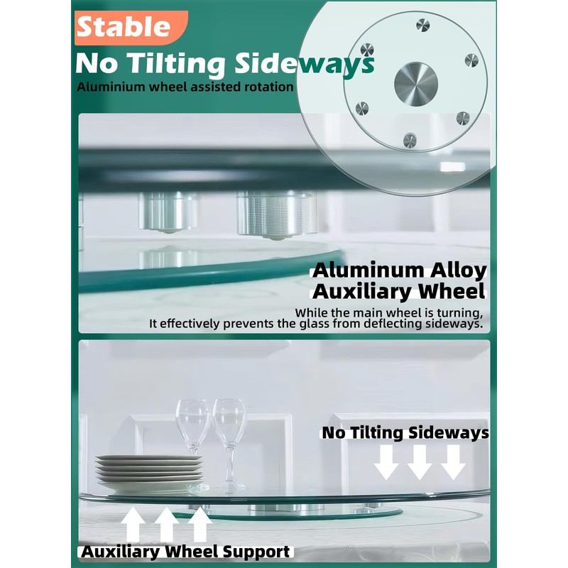 34.6 inch Lazy Susan for Table Top Tempered Glass Rotating