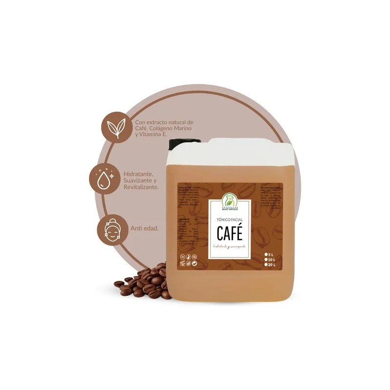 Tónico Facial Café 5L Productos Mart Mexico Hidratante Antioxidante Rostro