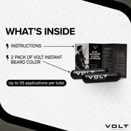 VOLT Grooming Instant Beard Color ECO 2 Pack Refill - Smudge and Water Resistant Quick Drying Brush on Color for Beard, Mustaches, and Eyebrows, Ash (Gray/Brown)