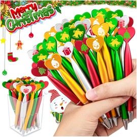 KAHEIGN 48Pcs Christmas Ballpoint Pens, 4 Styles Retractable Black Ink Pen 14CM Snowman Bell Christmas Tree Gift Box Rollerball Pens for Xmas Stocking Fillers Party Favors