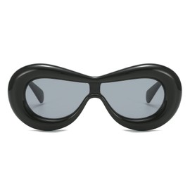 GIFIORE Inflated Sunglasses Oversized Fashion Shades Sun Glasses Trendy Aesthetic Eyewear Designer Style (Black)