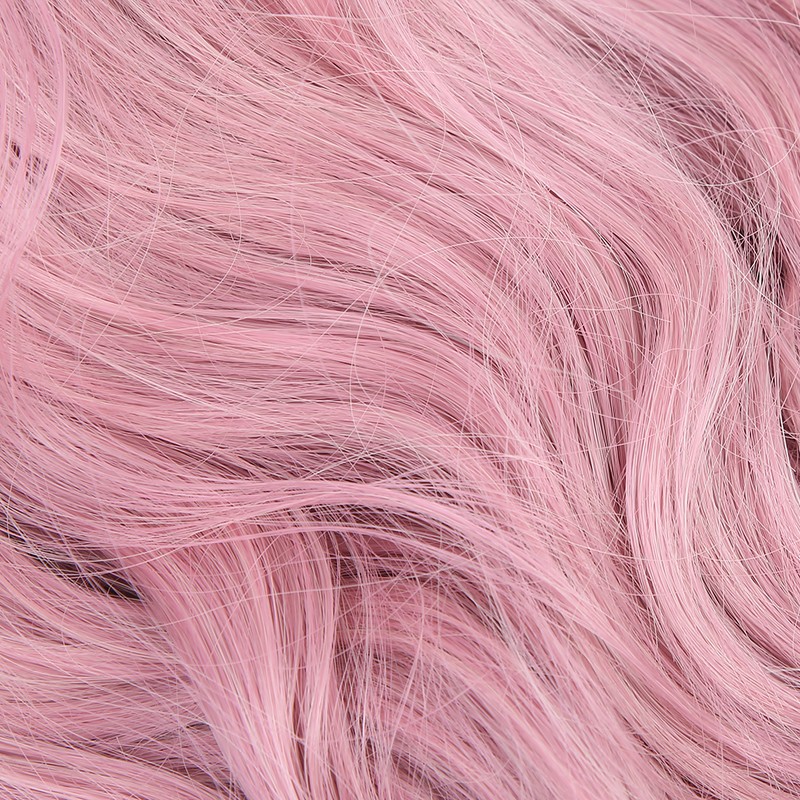 LC210-1 Curly Wavy Wig Pink Pastel Short Bob Synthetic Wigs