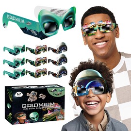 Solar Eclipse Glasses Kids and Adults 2024 [12 Pack] Mix Alien & Astronaut & Dinosaur Design - AAS Approved - ISO 12312-2 & CE Certified - Boys Lunette Eclipse Solaire