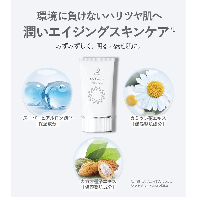 LUARA SPF38/PA+++ UV Cream, 2.1 oz (60 g), Sunscreen, Waterproof,