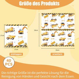 40-Piece Digger Napkins, Children's Birthday Party Digger Napkins, Birthday Boy, Party Tableware Decoration, Birthday Decoration Set, Digger Napkins Construction Site, Construction Digger Cutlery