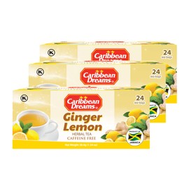 Caribbean Dreams Ginger Lemon Tea, 24 Tea Bags, 38.4g (Pack Of 3)