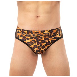 Gary Majdell Sport Men's Bikini Swimsuit with Side Mesh Inserts - Available in Shiny Tricot and Nylon Spandex Prints (Tarzan, M)