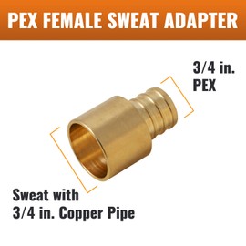 SUNGATOR 12 Pack Pex Sweat Adapter, Pex 3/4" x 3/4" Female Sweat Copper Adapter, Pex Brass Solder Fittings, 3/4 Inch Copper To Pex Adapter (Over Copper Tube), ASTM F1807