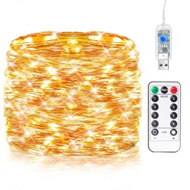 USB Fairy Lights Plug in, 33ft 100 LED Twinkle String Lights with Remote and Timer 8 Modes Waterproof Copper Wire Starry Lights for Indoor Outdoor DIY Party Bedroom Living Room Decorations