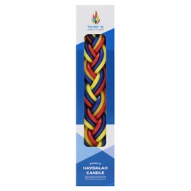 The Dreidel Company Handcrafted Havdalah Candle (Multi Color Red/White/Blue, 2-Pack)