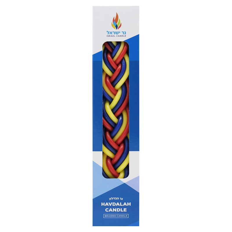 The Dreidel Company Handcrafted Havdalah Candle (Multi Color Red/White/Blue, 2-Pack)