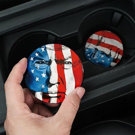 Flag Character Pattern Coaster, 2 Counts Non-slip Heat Resistant Cup Mat, Kitchen Protective Accessories, Room and Outdoor Decor Gifts