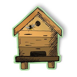 Squiddy Honey Bee Skep - Vinyl Sticker for Car, Laptop, Notebook (5" Tall)