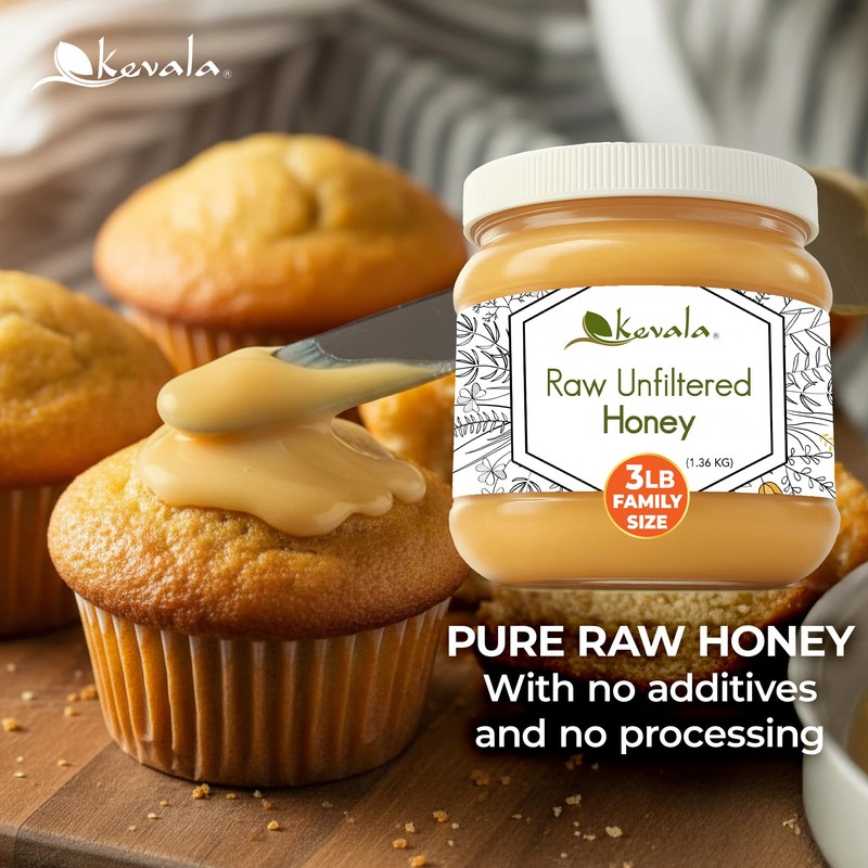 Kevala Raw Unfiltered Honey - Pure Honey for Daily Baking