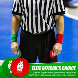 Deekin 1 Piece Wrestling Flip Disc Pliable Plastic Referee Coin and 2 Pieces Arm Wrestling Wrist Bands Red Green Referee Wristband for Match Training Umpire