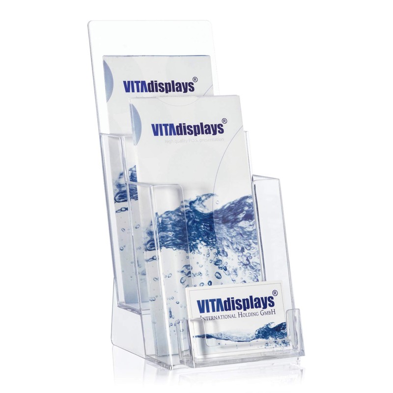 Brochure Stand in DIN Long Flyer Format with 2 Shelves