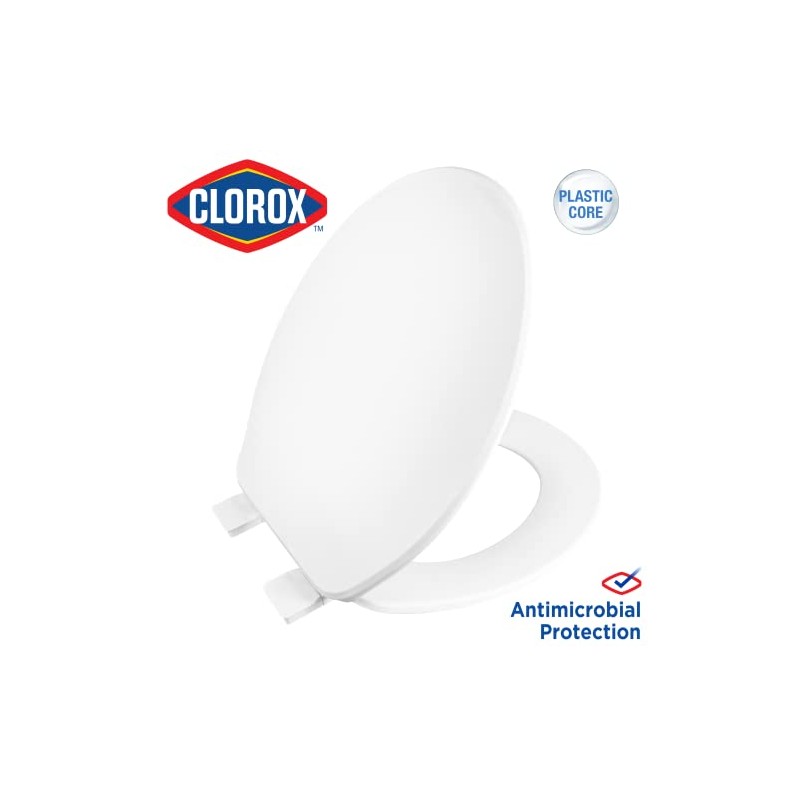Clorox Round Beveled Plastic Toilet Seat with Easy-Off Hinges –
