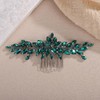 Teyglen Green Crystal Bridal Hair Comb Full Rhinestone Hair Piece