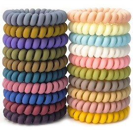 Spiral Hair Ties 20 Pieces No Crease Coil Elastics - No Damage Phone Cord Ponytail Holders, Traceless Plastic Bands, Spiral Bracelets (Mixed Matte Color)