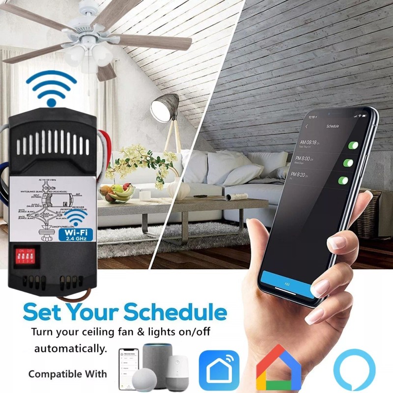 53T Ceiling Fan Wall Remote Control 4DIP Switch for Harbor