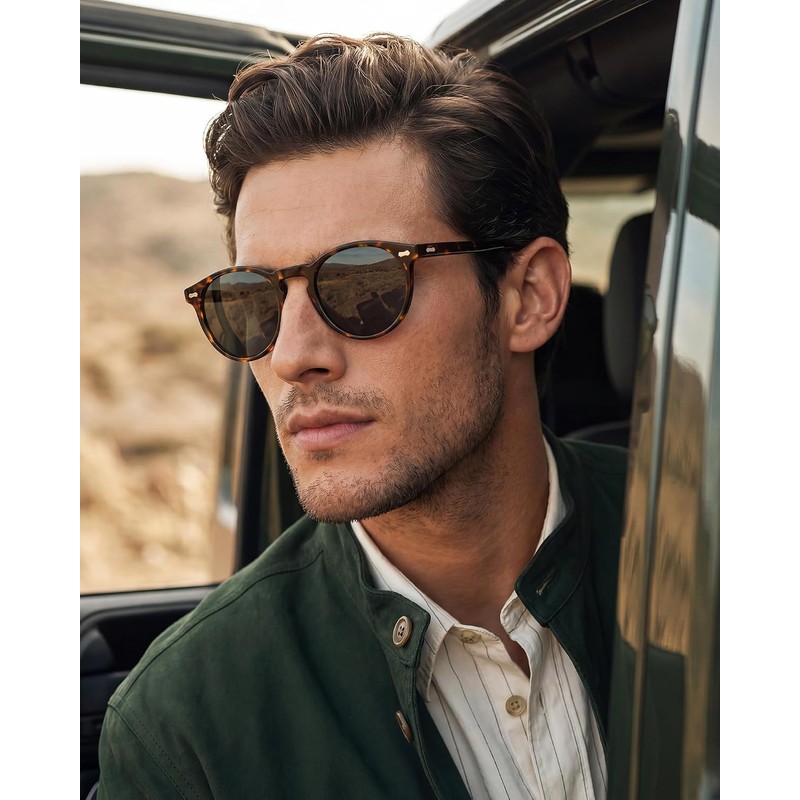 CARFIA Gafas de sol de acetato polarizadas para hombre Retro