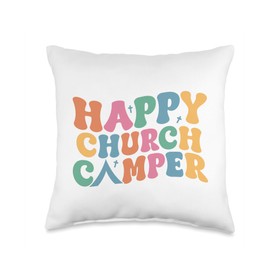 Happy Summer Church Camping Crew Last Day Of School Throw Pillow