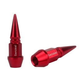 Senzeal 4X Long Impale Spike Style Polished Aluminum Tire Valve Stem Caps Red