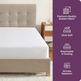 Circles Home, Premium Sateen 300TC - Fitted Sheet - White - 33"