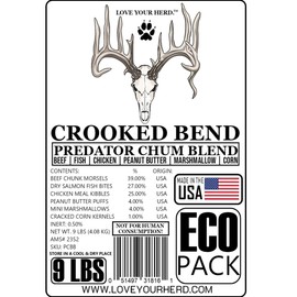 Crooked Bend Chum Predator Blend, Lure Coyote, Raccoon, Opossum, Fox, Skunk, Mink, Weasel, Bobcat, Weasel, Black Bear, Feral Cat, Wild Dog, Hog & Bait Wild Game Animals