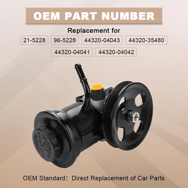 QCESEV Power Steering Pump with Pulley & Reservoir Compatible with