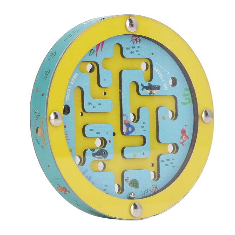 Balance Maze Game Double Sided Educational Round Portable Wooden Ball