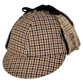 Jaxon Sherlock Holmes Houndstooth Deerstalker Hat (Medium, Brown)