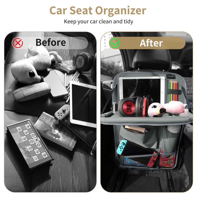 LUCMO Car Backseat Organizer with Tablet Holder,6 Storage Pockets Car