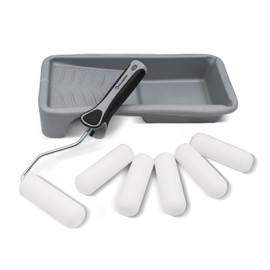 ROLLINGDOG Gloss Roller Set-Mini Rollers for Painting,Mini Pant Roller with High Density Mini Foam Paint Roller Cover Refills,Great for Glossing Cupboards, Window Sills,etc(4 Inches,Pack of 8)