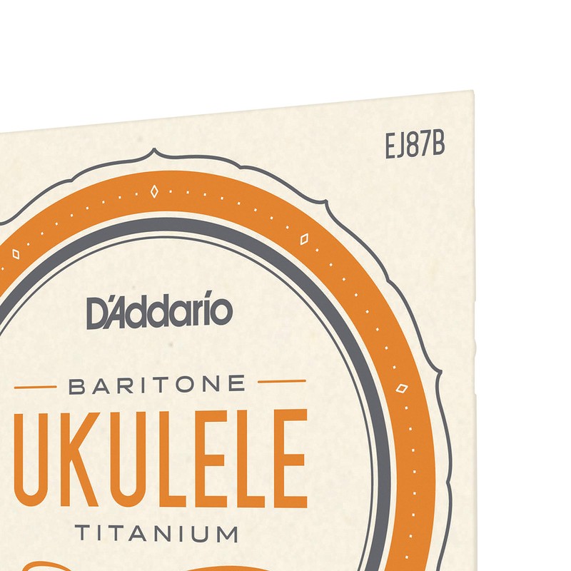 D'Addario Baritone Ukulele Strings, Titanium, EJ87B, 4-String Set, Pack of