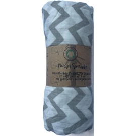 Generic Muslin Swaddle Breathable Multi-Use Blanket, 120 x 120 cm, 47"" x 47"", 70% Bamboo + 30% Organic Cotton, for Baby Infant Newborn Boys Girls Swaddling Receiving Blanket Wraps. (GRAY, ZIP ZAP)