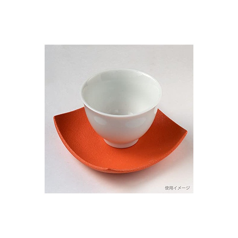 Ceramic Tea Holder (Square, Orange), W 3.5 x H 0.8