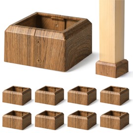 Prinfort 8pcs 4x4 Aluminum Deck Post Base Cover Outdoor, Decorative Post Covers for Basement Dark Burlywood, Square Post Skirts Trim for Railing丨Fence