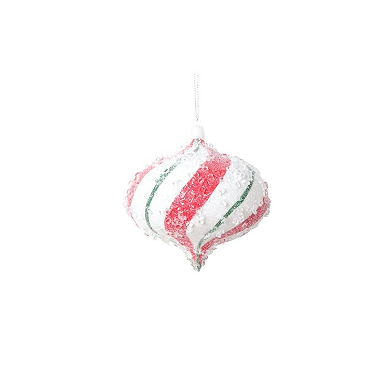 Vickerman 4" White Red Green Swirl Onion Ornament, 3 per