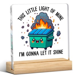 Dumpster Fire Desk Decor Accessories Funny Office Decor Inspirational Coworker Gifts Acrylic Sign Plaque Table Decorations for Home Bedroom