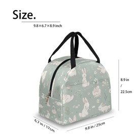 DJYQBFA Cute Bunny Floral Lunch Bag Reusable Soft Lunch Box for Adult Kids Insulated Meal Tote Kit Lunch Containers for Work School Picnic Outdoor