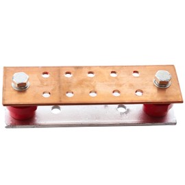 LBY .157" x 2.36" x 7.87" Copper Ground Bar Kit, with 10 Terminal Positions,Copper Grounding Busbar Bar Kit