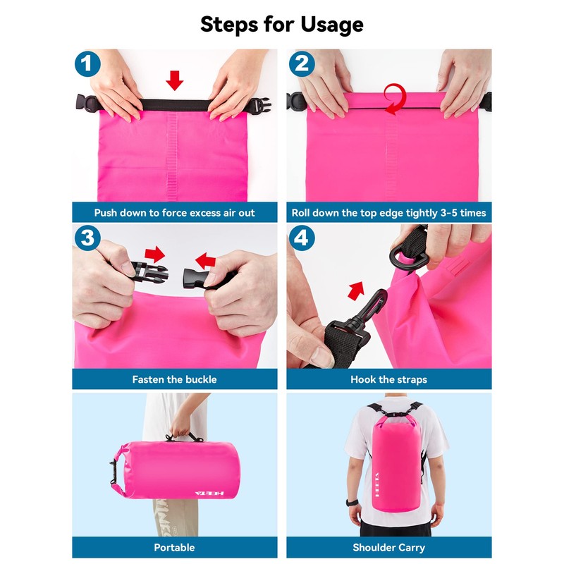 HEETA Waterproof Dry Bag for Women Men, Roll Top Lightweight