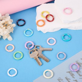 Craftdady 15pcs Alloy Spring Ring Clasps Round Spring Clips Carabiner O Ring Snap Clip Trigger Spring Keyring Buckle Metal Secure Holder 24 x 3.5 mm for DIY Craft Keychain Jewelry Making